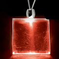 Light Up Necklace - Acrylic Square Pendant - Red